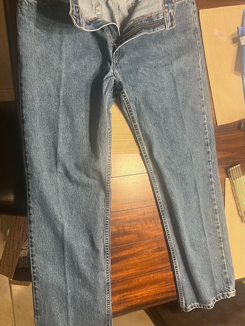 Classic Straight-Leg Denim Jeans in Medium Blue